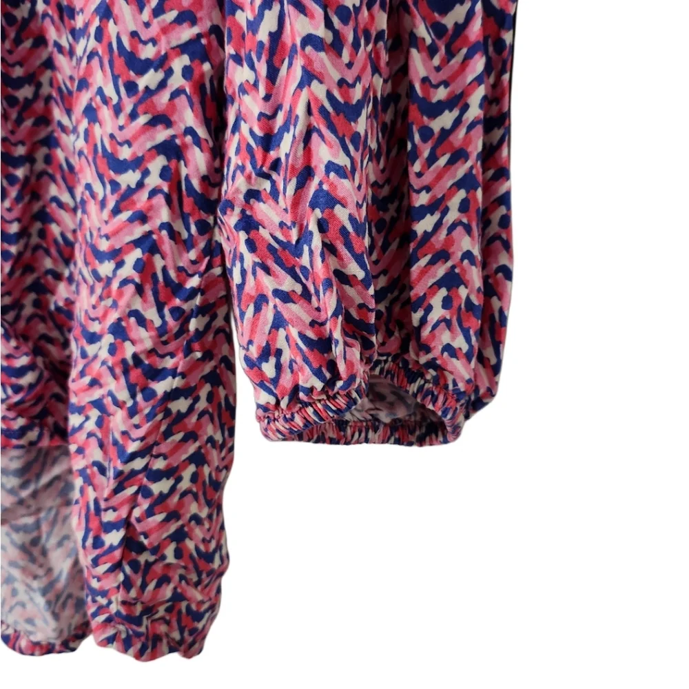 RockPaperFlower Women's Size L Tunic Top Blue & Pink (Multicolor)